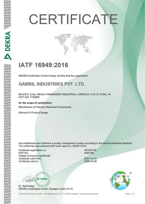 IATF 16949:2016 certificate